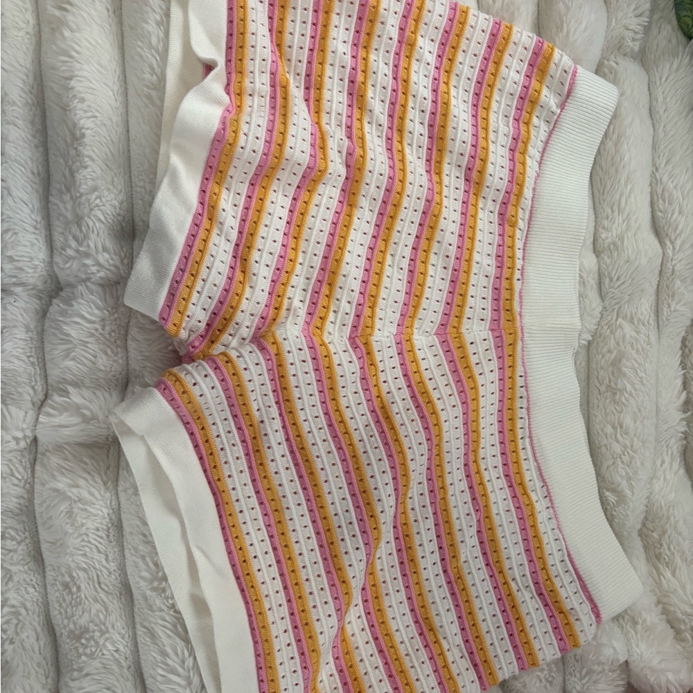 Amazon Women's Striped Shorts - White, Pink, Yellow